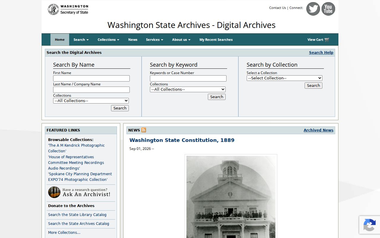 Washington Digital Archives search for historical Burien resident records